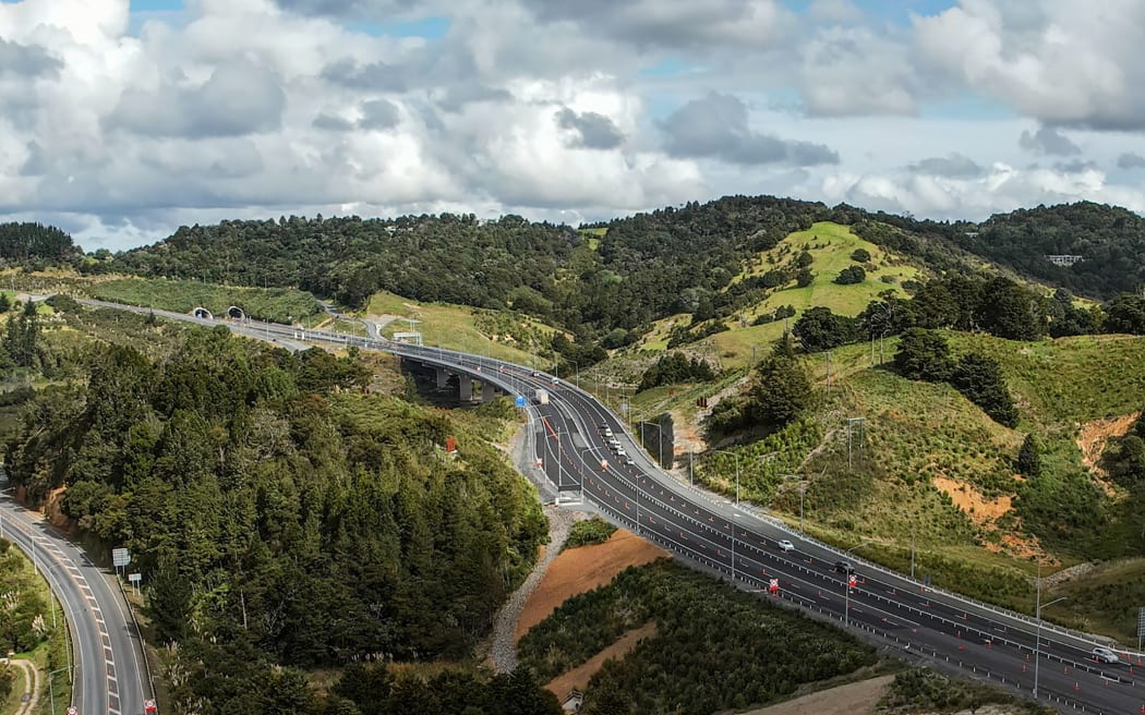 SH1's four laning heads north from Auckland's Johnstones tunnels into Puhoi and beyond.
