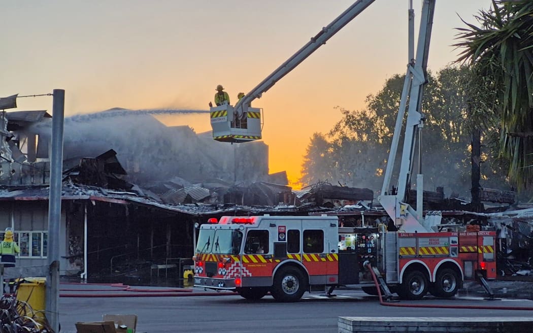 Firefighters working at Taupō -nui-a-Tia College.