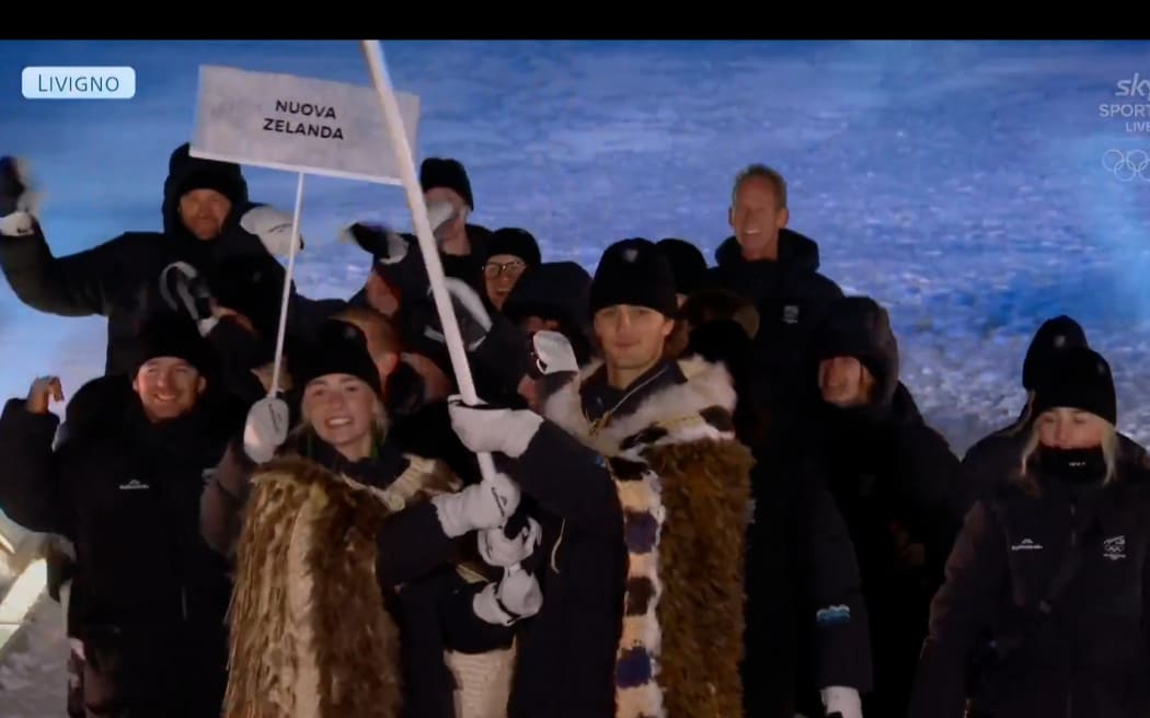 Kiwis during the opening ceremony of the 2026 Winter Olympics - Sky Sport screenshot