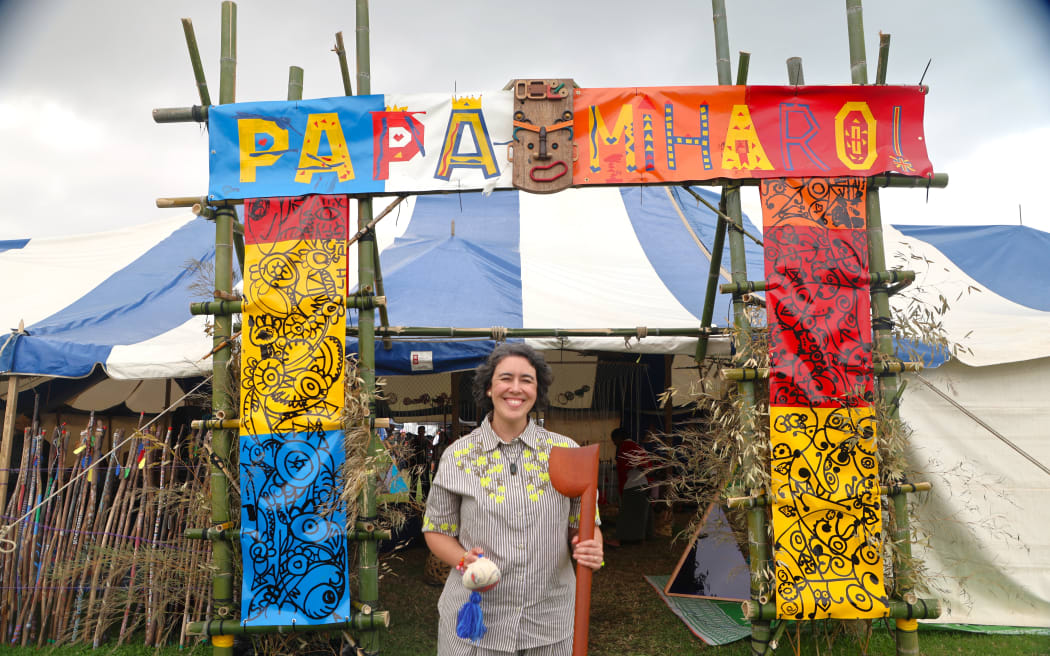 Papamīharo is an immersive space. It invites mokopuna, rangatahi and whānau to slow down, reconnect and “simply be”. Photographed is Dr Claire Achmad, Children's Commissioner.