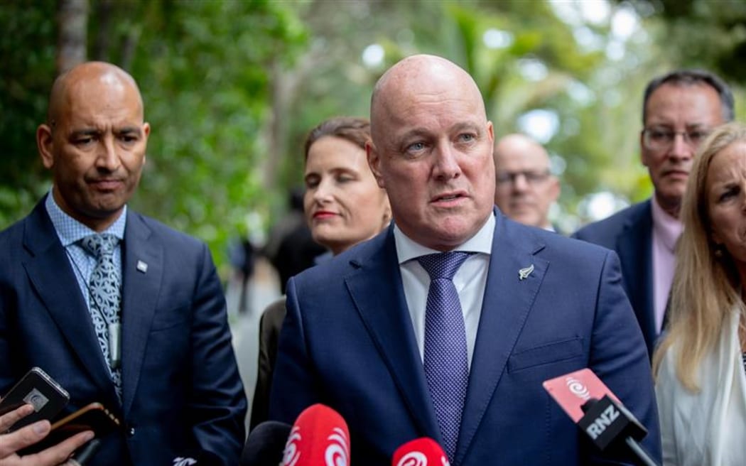 PM at Waitangi, speaking to reporters on Feb 5