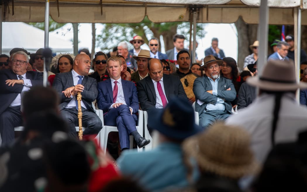 Labour leader Chris Hipkins at Waitangi.