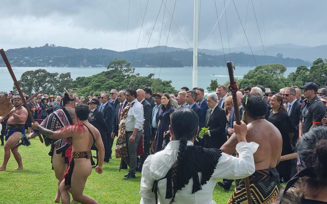 The pōwhiri at Waitangi.