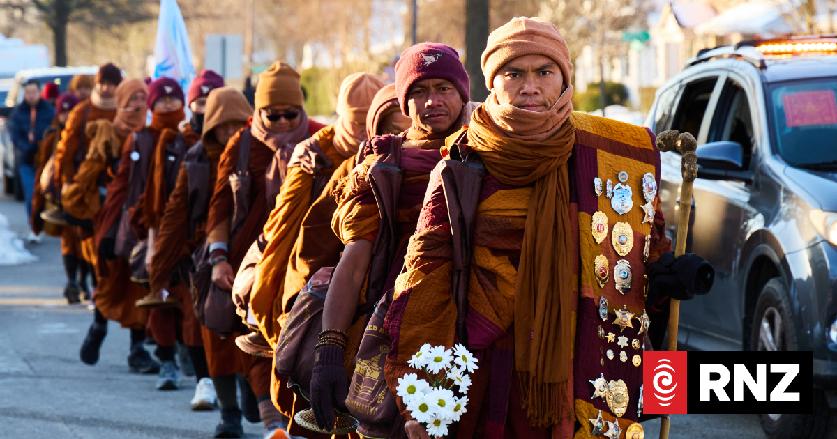 'We just need something positive' - Monks' peace walk across US draws large crowds