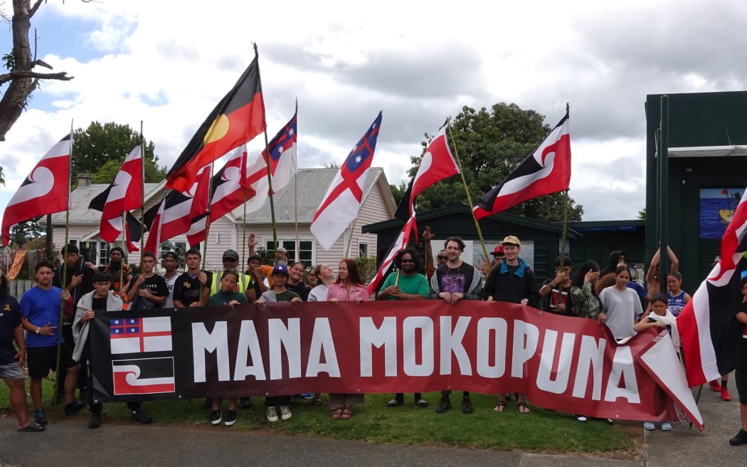 The hīkoi made its way through Kerikeri on Wednesday morning, on is way from Cape Rēinga to Waitangi.