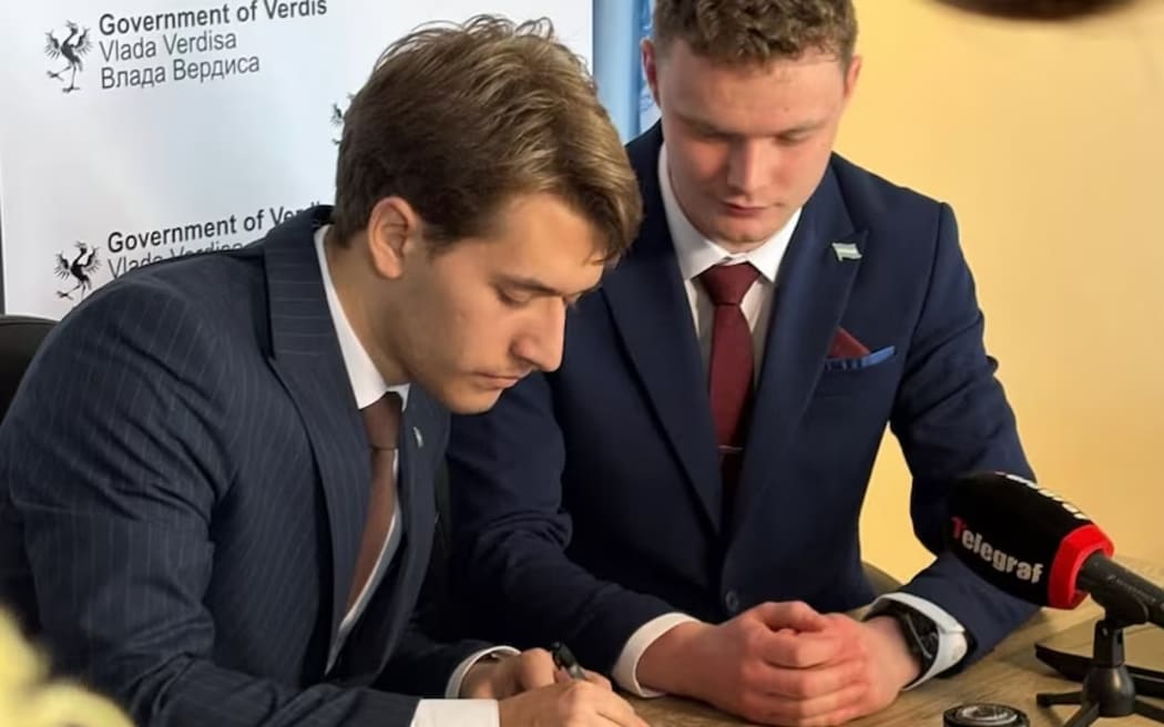Daniel Jackson and Dušan Ðurđević opening an office in Serbia. (Supplied)