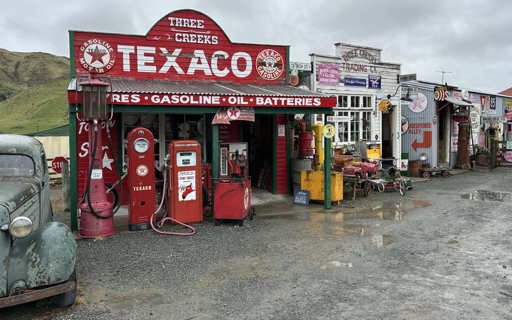 The replica 1950's petrol station at Three Creeks, Burkes Pass, South Canterbury