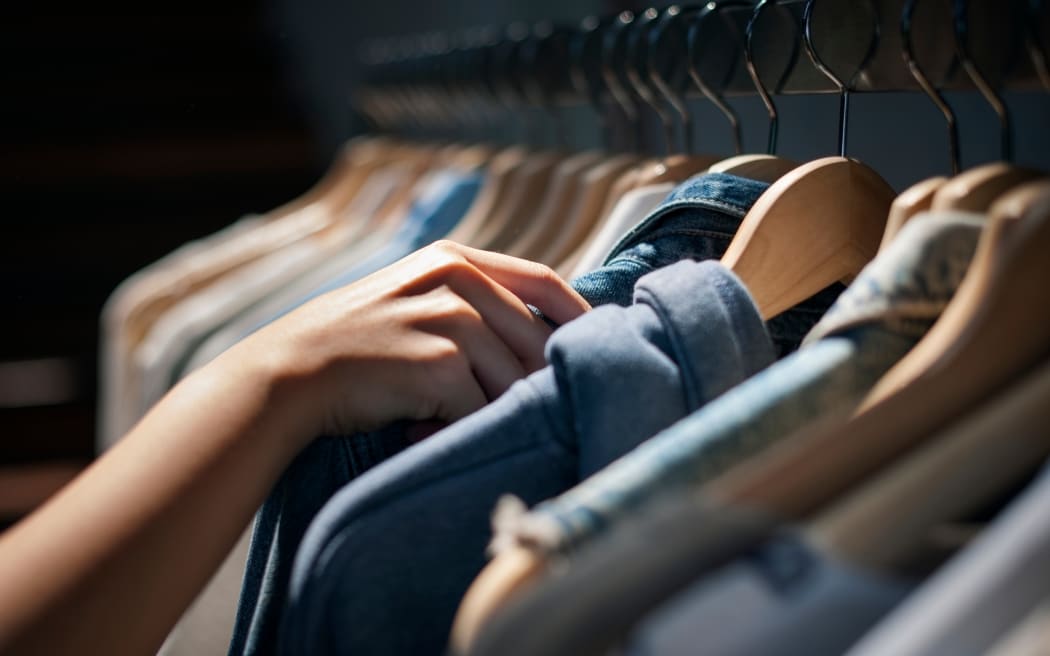 Girls shopping for clothes