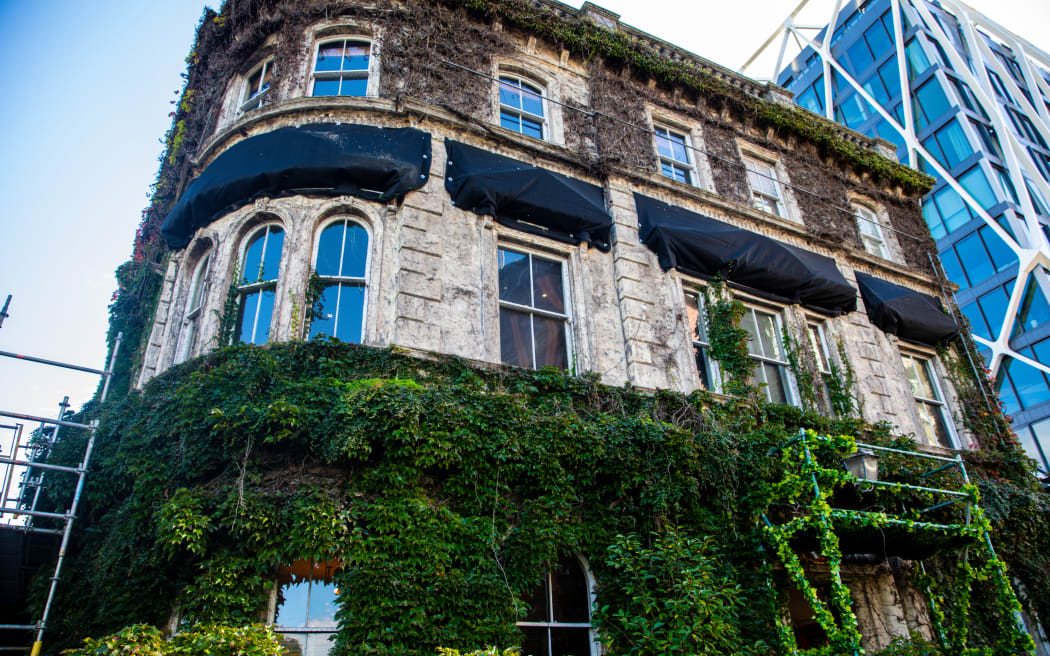 The ivy growing on the building housing the exclusive Northern Club has damaged the historic facade, 12 May 2025.