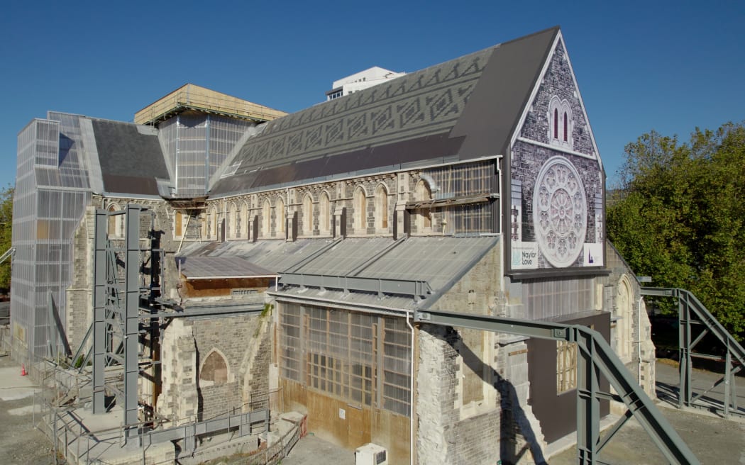 Christchurch Cathedral in 2025, 14 years after the Canterbury earthquakes partially destroyed it.