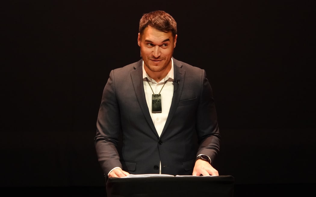 Far North Mayor Moko Tepania addresses the crowd.