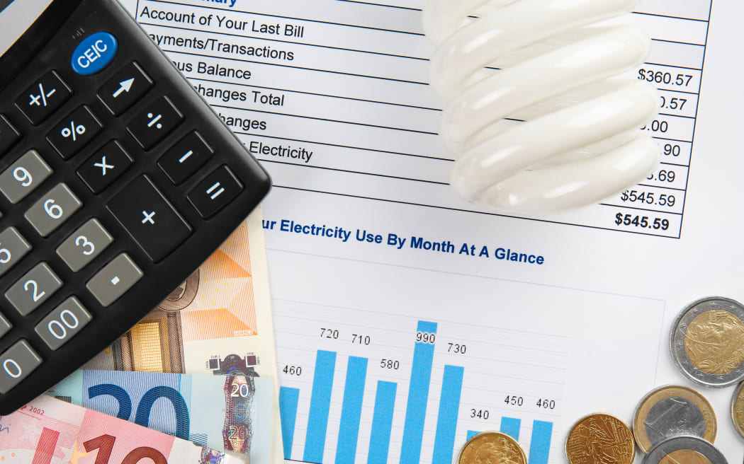 Energy saving light bulb. Payment of utility services concept