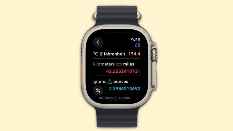 Morpho Converter on Apple Watch can show several conversions for a specific number