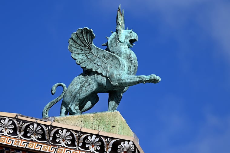 A griffin on the roof of the northern wing of the Philadelphia Museum of Art. It inspired the new logo when the museum announced a name change Oct. 8, 2025, as part of a larger rebranding. The “new” name was changed back to Philadelphia Museum of Art at a special meeting Feb. 4.