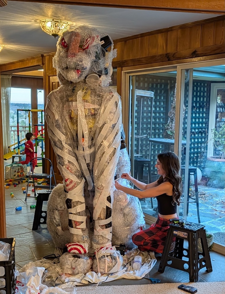 putting the skin on the cat