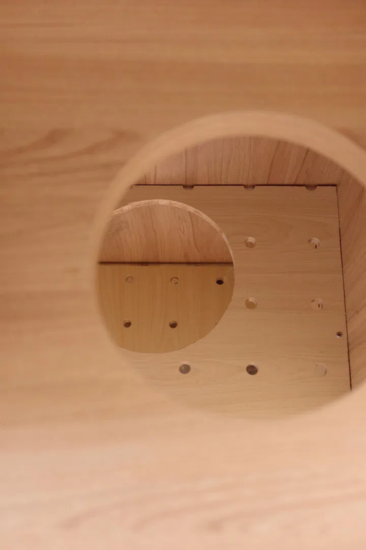 Cat-friendly interior design portholes for interior designer and architect, Winston Lim’s 3-room HDB in Pasir Ris.