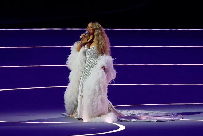 Mariah Carey performs during the Opening Ceremony for the Milano Cortina 2026 Olympic Winter Games at Milano San Siro Olympic Stadium on Feb. 6, 2026.