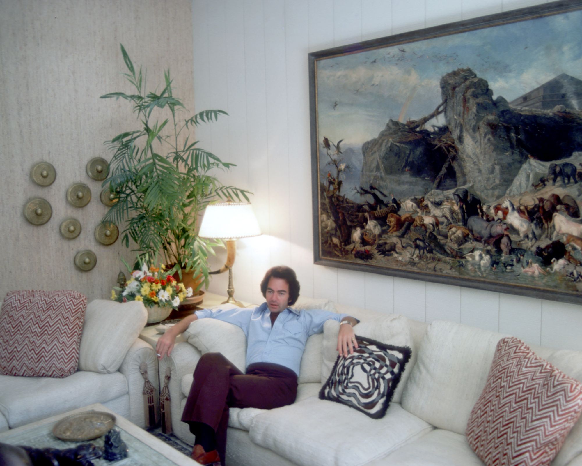 neil diamond on his white sofa