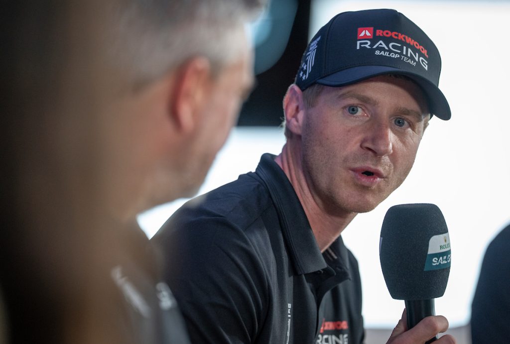 Nicolai Sehested, driver of ROCKWOOL Racing SailGP Team, speaks during a pre-event press conference ahead of the ITM New Zealand Sail Grand Prix in Auckland, New Zealand. Friday 13 February 2026. Rolex SailGP Championship Event 2 2026 Season. // Photo credit: Andrew Baker for SailGP. 
