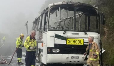 School bus goes up in flames near Leigh, four children evacuated