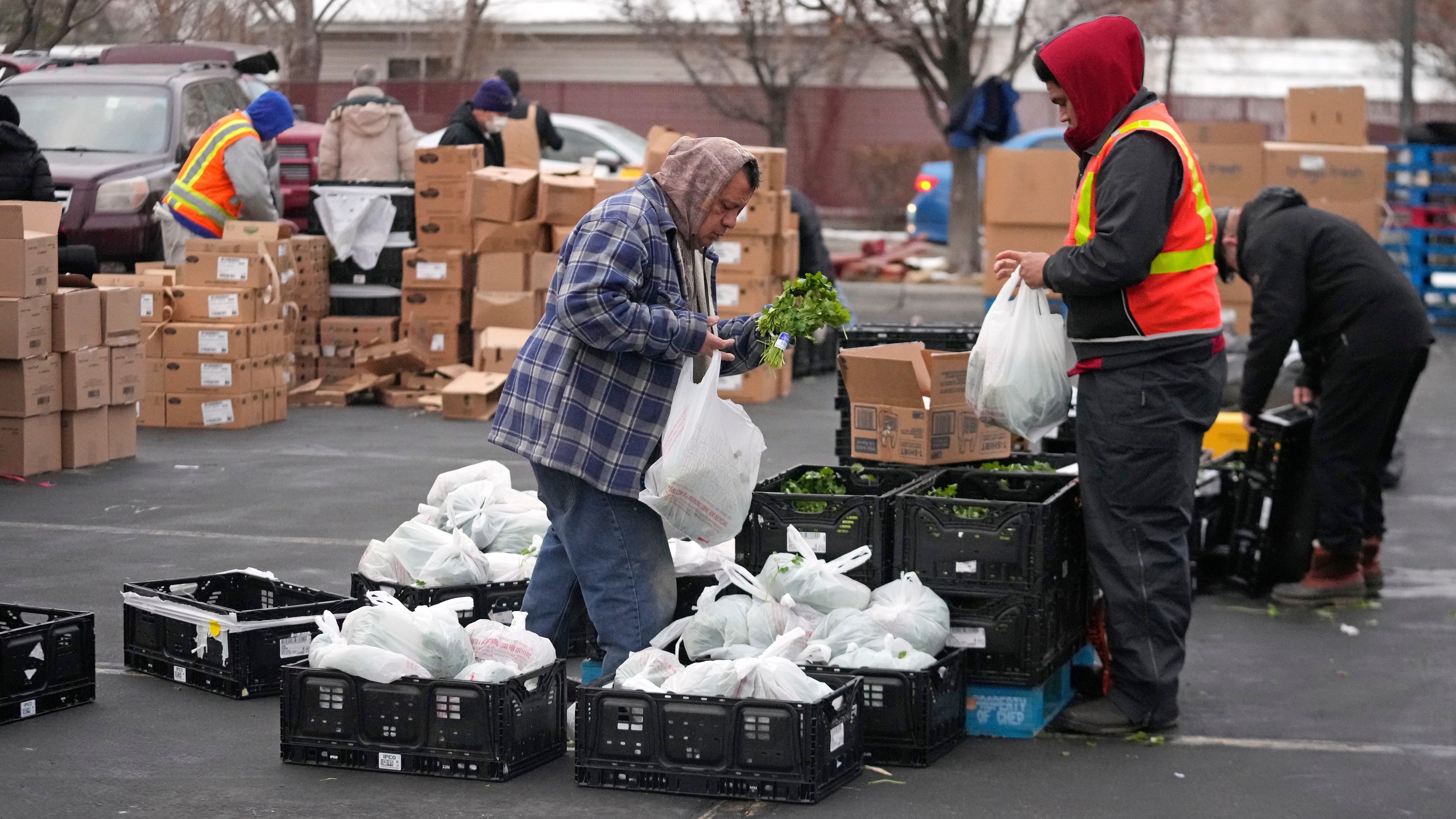 A woman visits a food bank in Utah. Approximately 15 percent of American seniors are living in poverty as of 2024, according to a report from the National Institute on Retirement Security