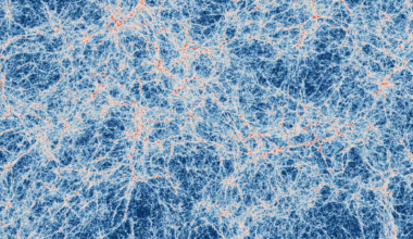 A simulation of a vast area of the cosmos made using a supercomputer and based upon the standard model of cosmology.