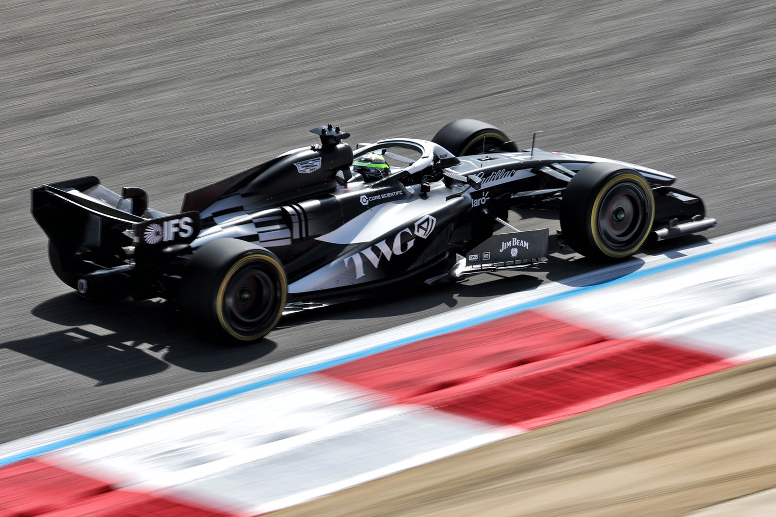 Cadillac's F1 car on track at Bahrain.