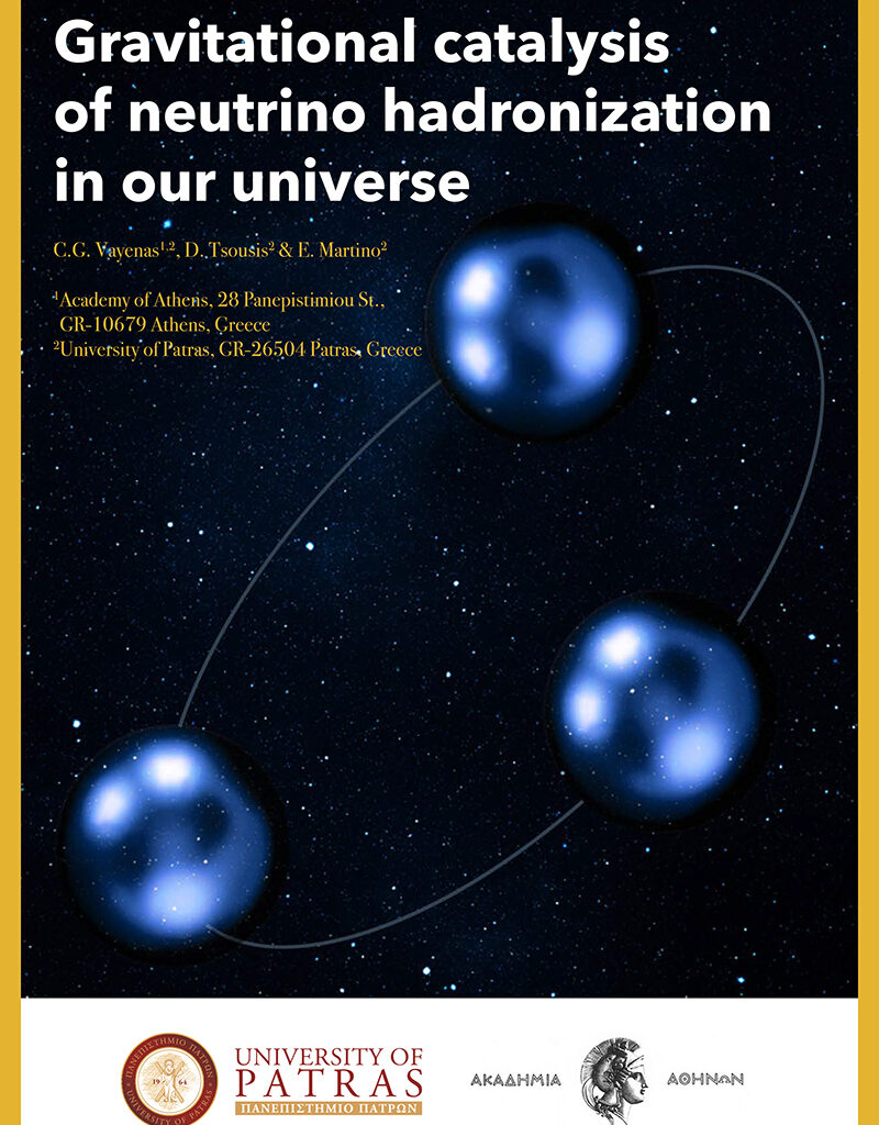 Gravitational catalysis of neutrino hadronization in our universe