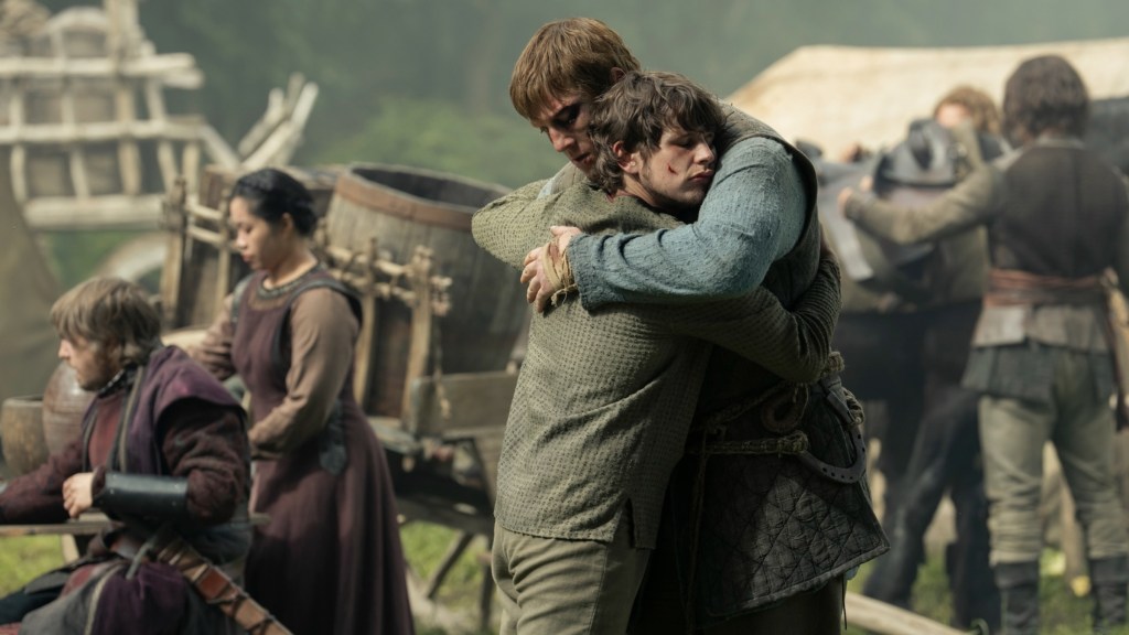 Dunk hugging Raymun Fossoway in A Knight of the Seven Kingdoms Season 1 finale