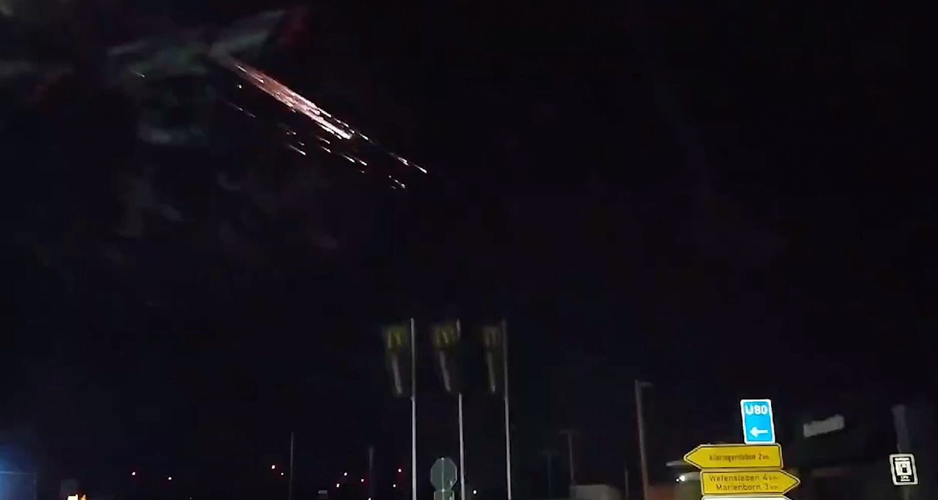 SpaceX Falcon 9 rocket debris burns up over Ingersleben, DE on Feb. 19, 2025.