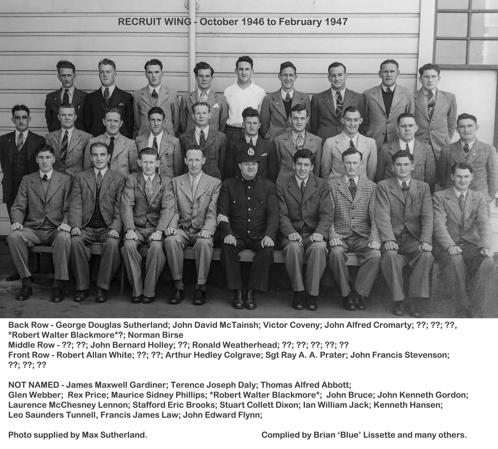  Wing of 1946 – the ID of 16 of the 27 graduates remains a mystery.  Photo / Supplied