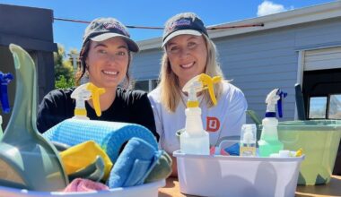 Cleaning up after a big night out: These two Napier women will do it for you