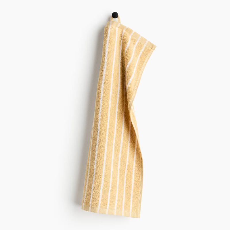 yellow striped hand towel
