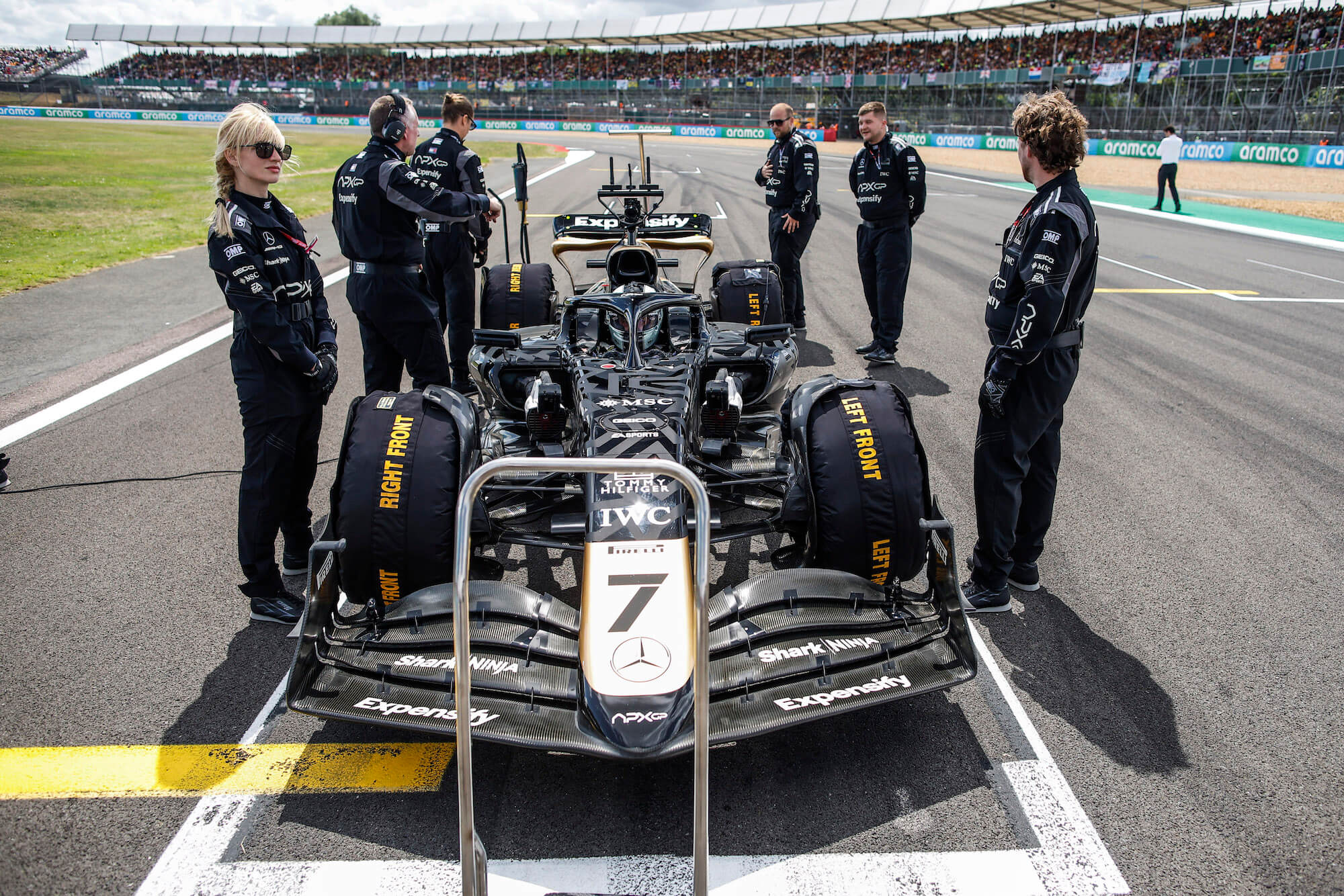 07 Sonny Hayes fictional driver represented by Brad Pitt, Apex APXGP, grid during the Formula 1 Aramco British Grand Prix from 6th to 9th July of 2023. On the Silverstone Circuit, in Silverstone, United Kingdom.