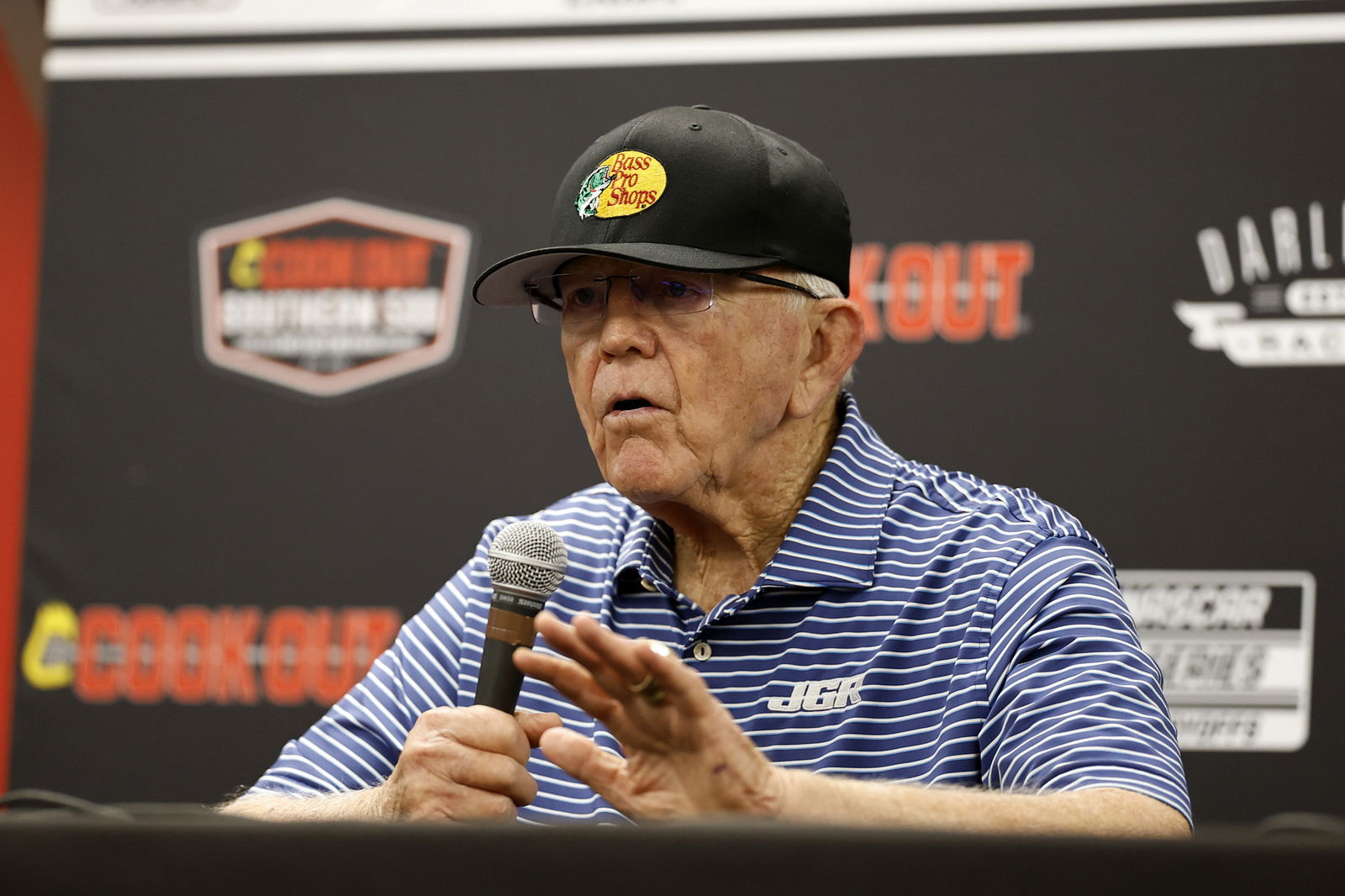 Joe Gibbs speaks during a press conference.