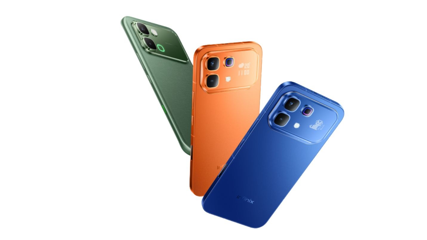 Infinix Note 60 Pro Infinix Note 60 Pro in orange, blue and green