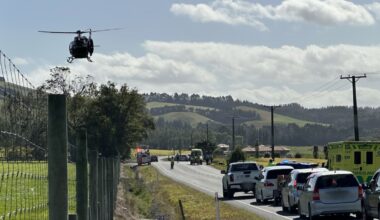 Two people hurt in motorcycle crash on State Highway 1 near Gore, helicopter on scene