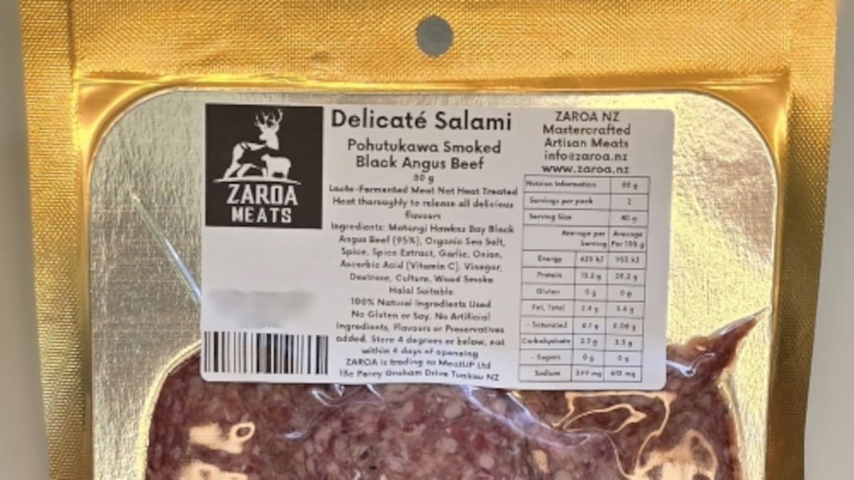 Zaroa NZ Salami products recalled due to concern over food safety controls