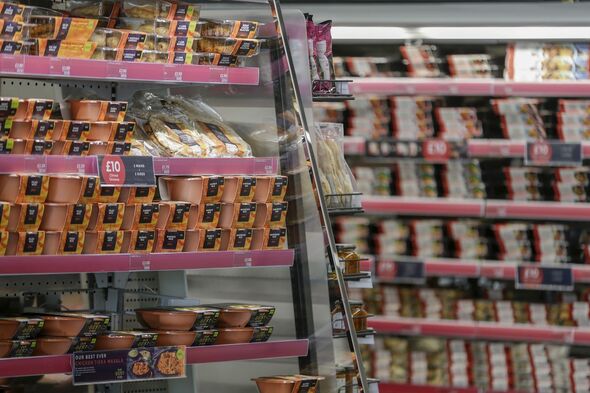 Food in a fridge in a Marks and Spencer store