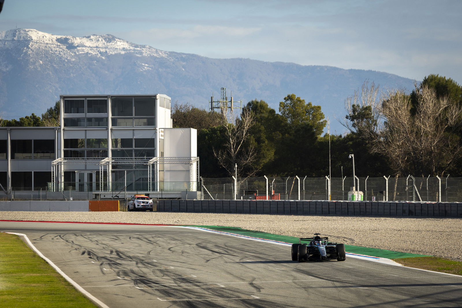 The new Mercedes W17 during the F1 shakedown at Circuit de Barcelona-Catalunya.