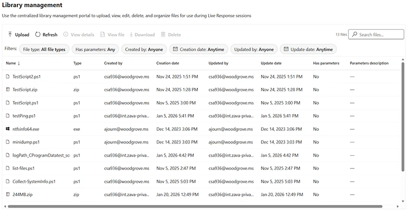 Microsoft Defender library management