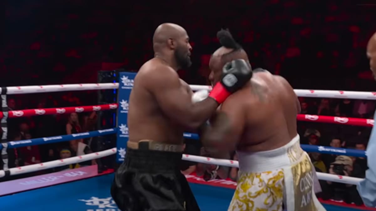 Boxer Jarrell Miller’s toupee knocked loose during Kingsley Ibeh fight