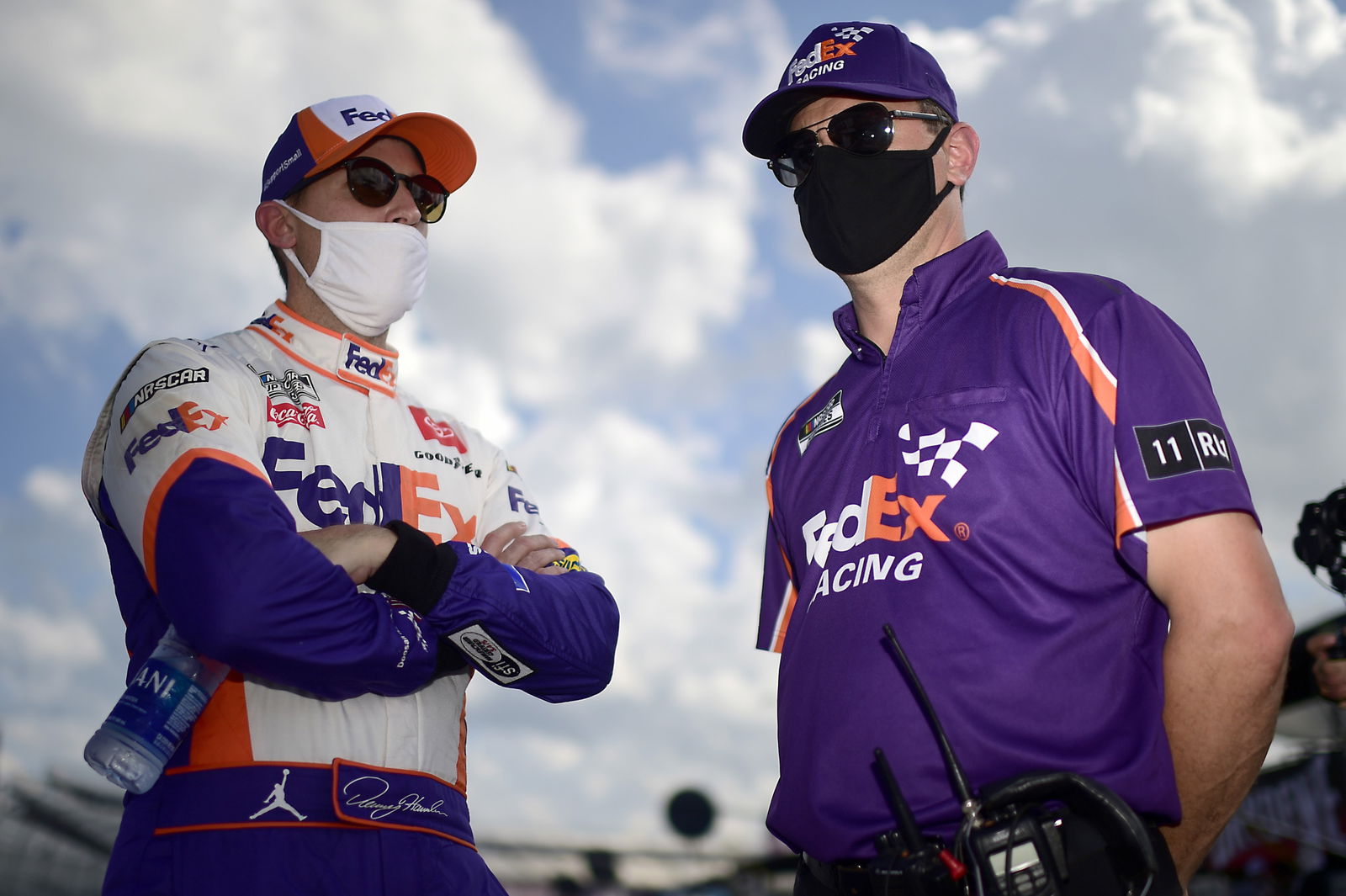 Former Joe Gibbs Racing crew chief Chris Gabehart (right) with driver of the #11 Toyota Camry Denny Hamlin.