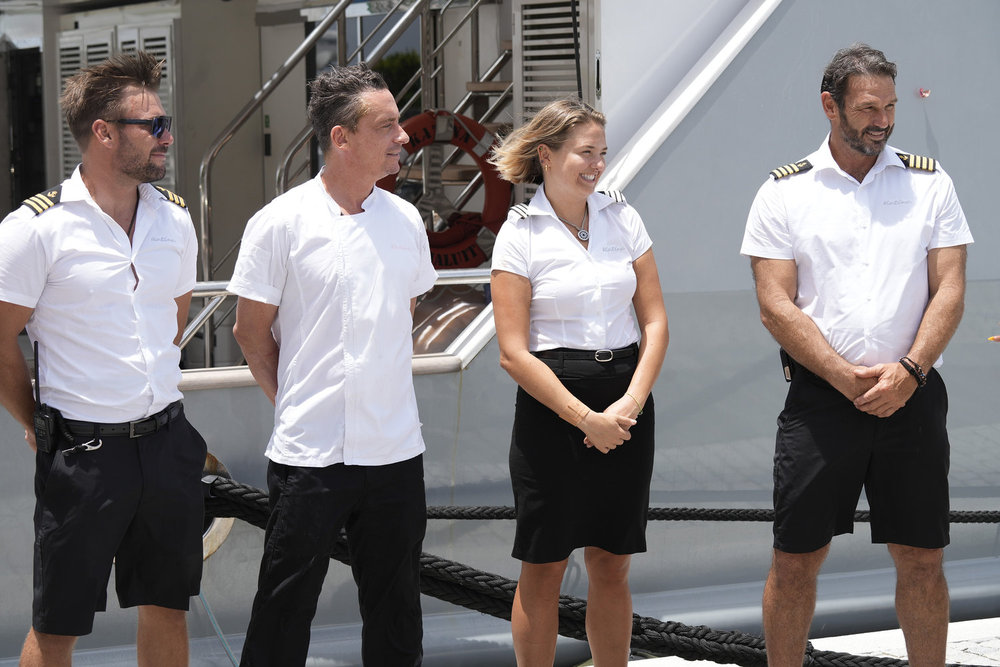 BELOW DECK DOWN UNDER -- Pictured: (l-r) Joao Franco, Ben Robinson, Daisy Kelliher, Captain Jason Chambers -- (Photo by: Fred Jagueneau/Bravo)