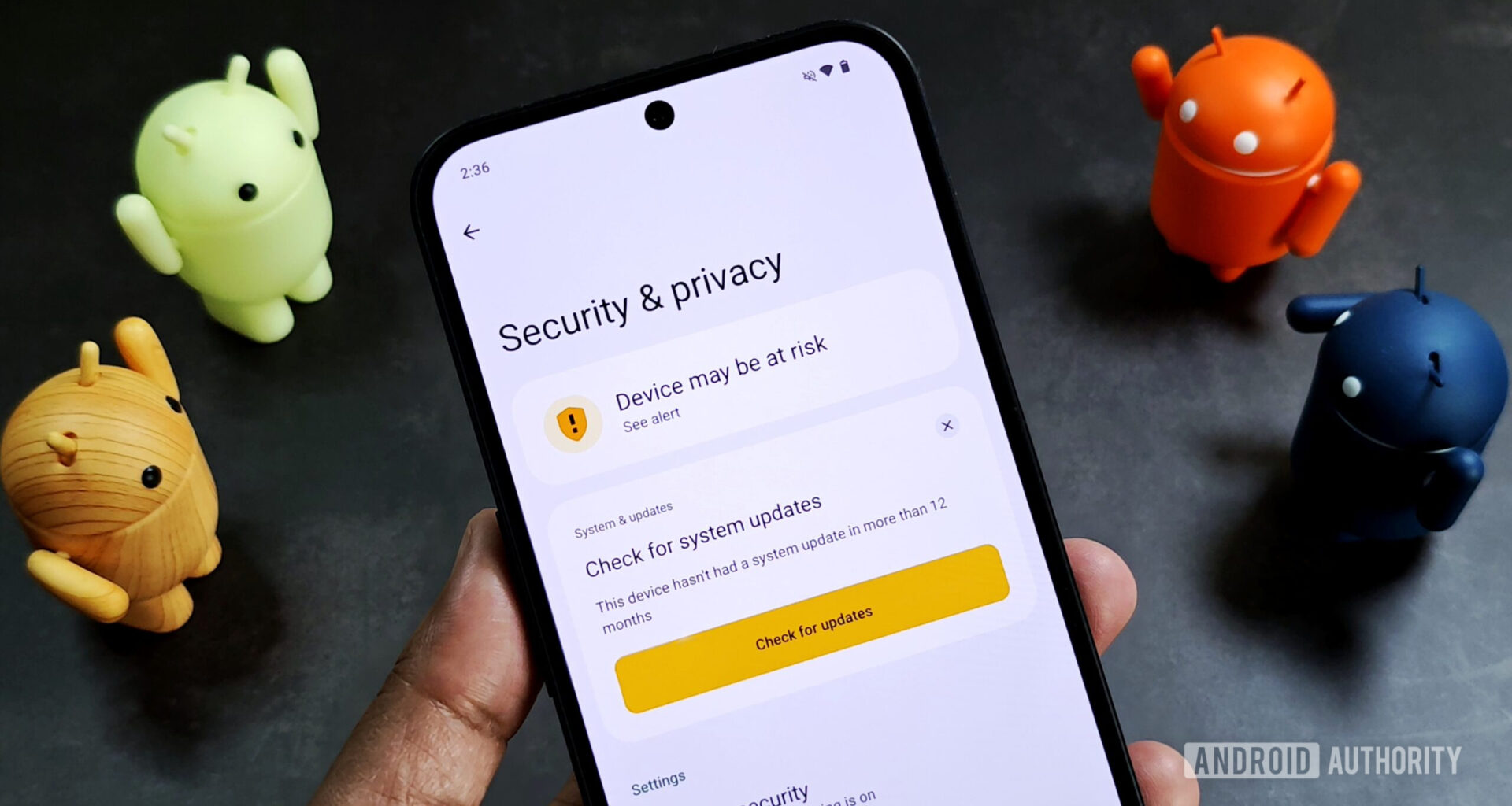 Photo of an Android phone with out of date software