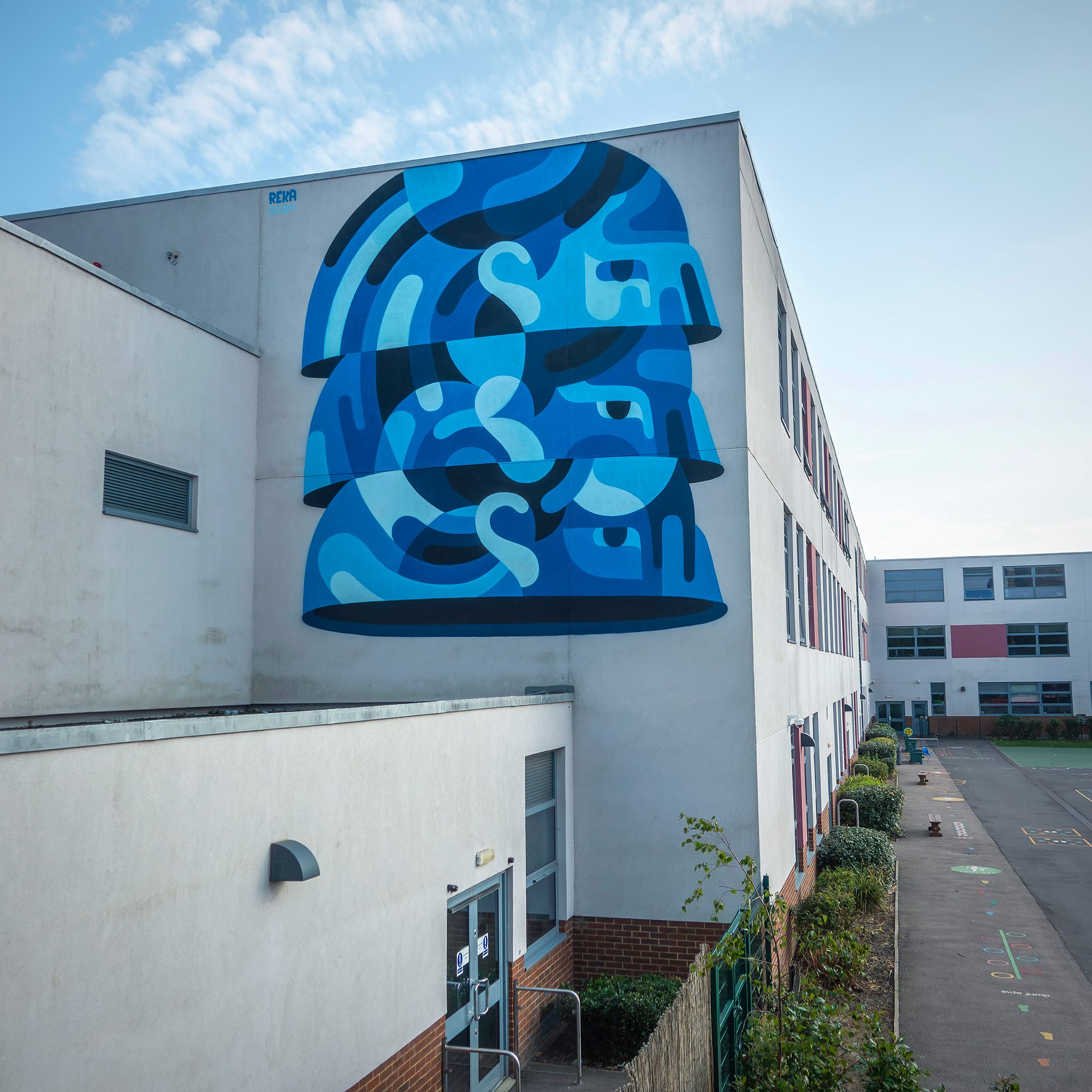 a vibrant abstracted mural by James Reka