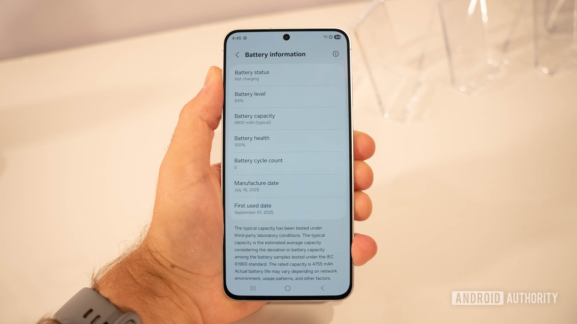 Samsung Galaxy S25 FE battery settings page