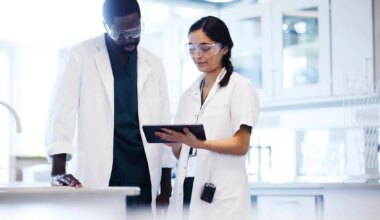 Scientists working together in a laboratory