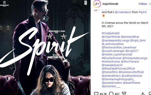 Weeks after exit rumours, Prakash Raj’s name is missing from tagged Spirit cast list
