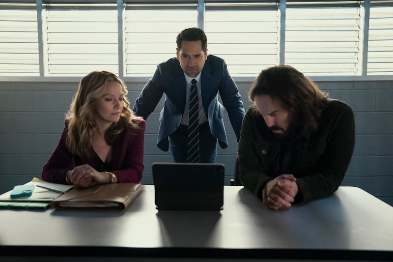 The Lincoln Lawyer: Becki Newton, Manuel Garcia-Rulfo and Angus Sampson. Photograph: Kim Alexis/Netflix